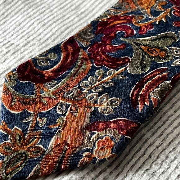 Harry Rosen Vintage Paisley Tie Handstitched 100% Silk - Picture 3 of 8